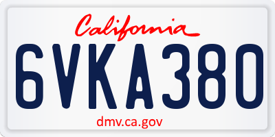 CA license plate 6VKA380