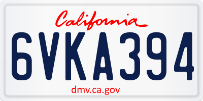 CA license plate 6VKA394
