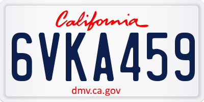 CA license plate 6VKA459