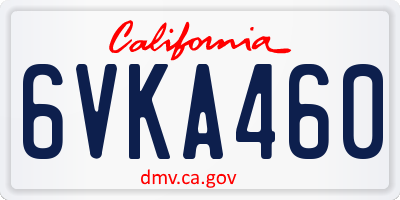 CA license plate 6VKA460