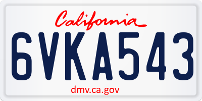 CA license plate 6VKA543