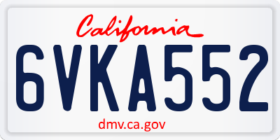 CA license plate 6VKA552