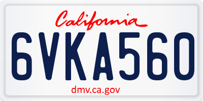 CA license plate 6VKA560