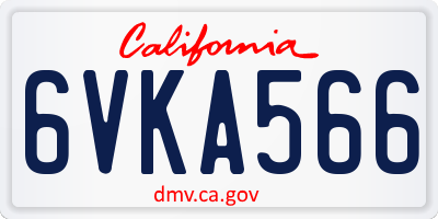CA license plate 6VKA566