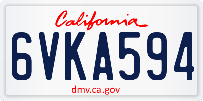 CA license plate 6VKA594