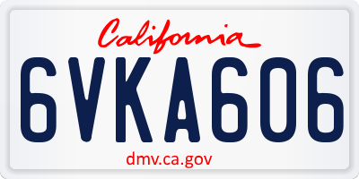 CA license plate 6VKA606