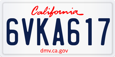 CA license plate 6VKA617