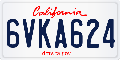 CA license plate 6VKA624
