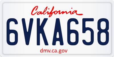CA license plate 6VKA658