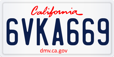 CA license plate 6VKA669