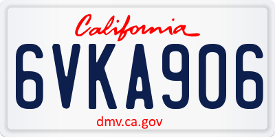 CA license plate 6VKA906