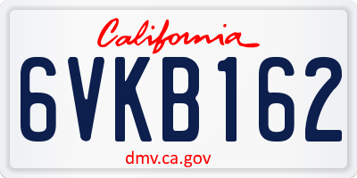 CA license plate 6VKB162