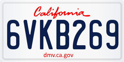 CA license plate 6VKB269