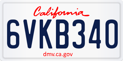 CA license plate 6VKB340
