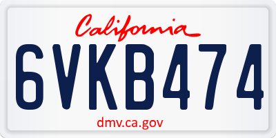 CA license plate 6VKB474