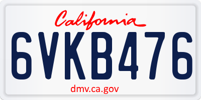 CA license plate 6VKB476