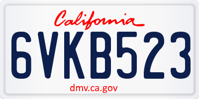 CA license plate 6VKB523