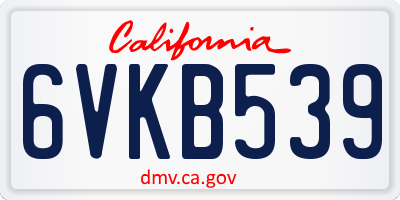 CA license plate 6VKB539