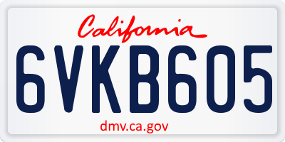 CA license plate 6VKB605