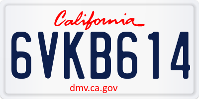 CA license plate 6VKB614