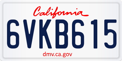 CA license plate 6VKB615