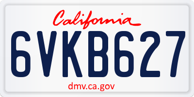 CA license plate 6VKB627