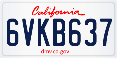 CA license plate 6VKB637