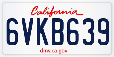 CA license plate 6VKB639