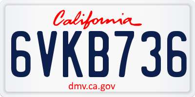 CA license plate 6VKB736