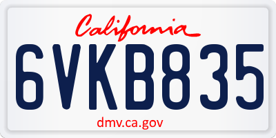 CA license plate 6VKB835