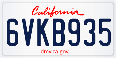 CA license plate 6VKB935