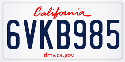 CA license plate 6VKB985