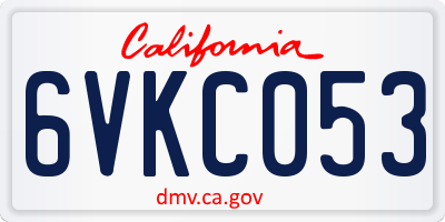CA license plate 6VKC053