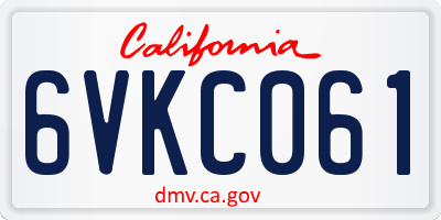 CA license plate 6VKC061