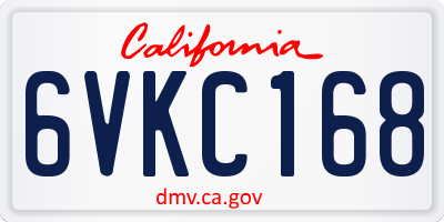CA license plate 6VKC168