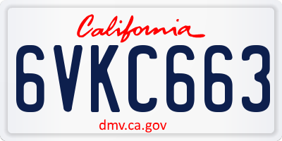 CA license plate 6VKC663