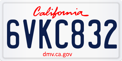 CA license plate 6VKC832