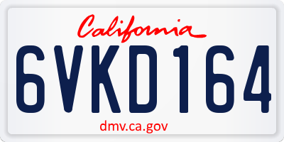 CA license plate 6VKD164