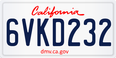 CA license plate 6VKD232