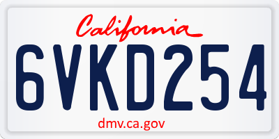CA license plate 6VKD254
