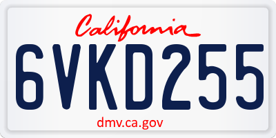 CA license plate 6VKD255