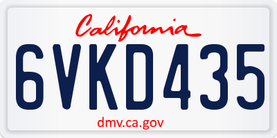 CA license plate 6VKD435