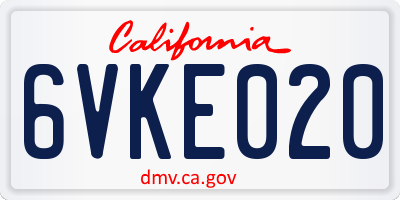 CA license plate 6VKE020