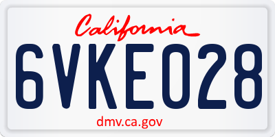 CA license plate 6VKE028