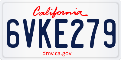 CA license plate 6VKE279