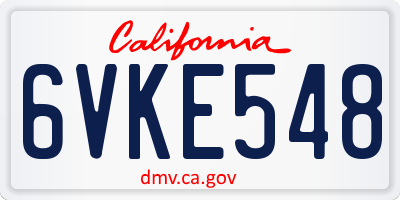 CA license plate 6VKE548