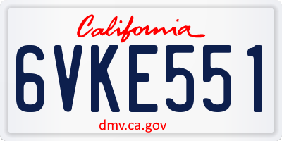 CA license plate 6VKE551