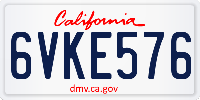 CA license plate 6VKE576