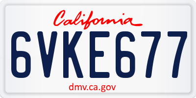 CA license plate 6VKE677