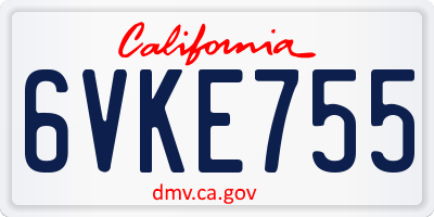 CA license plate 6VKE755